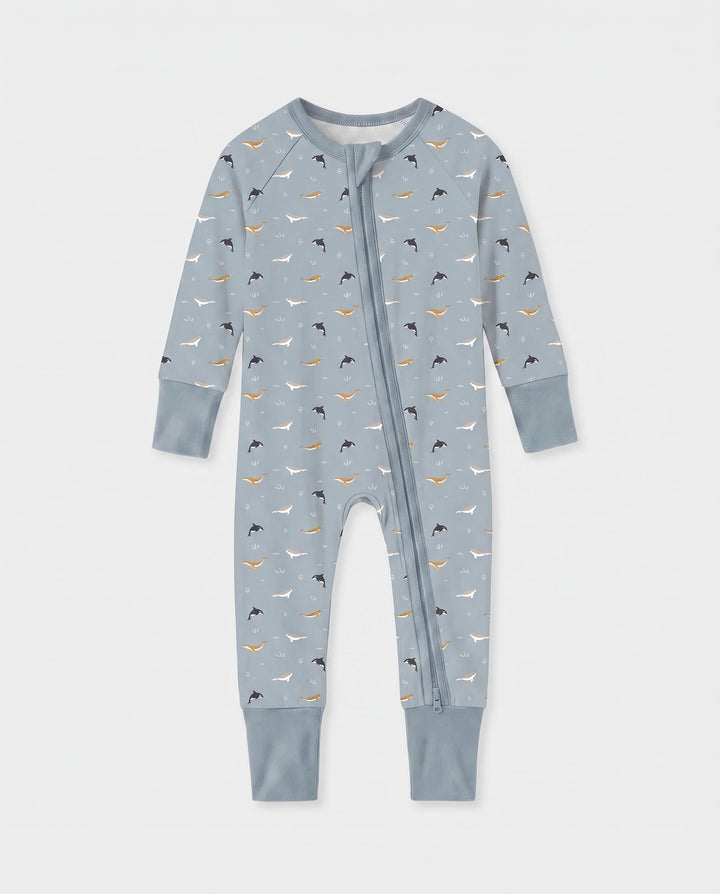 Narwhal Drift Bamboo Convertible Zipper Romper