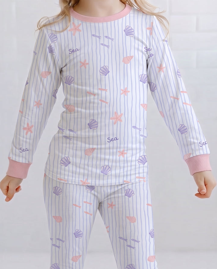 Blush Sea Garden Bamboo Two Piece Long Sleeve Pajama Set
