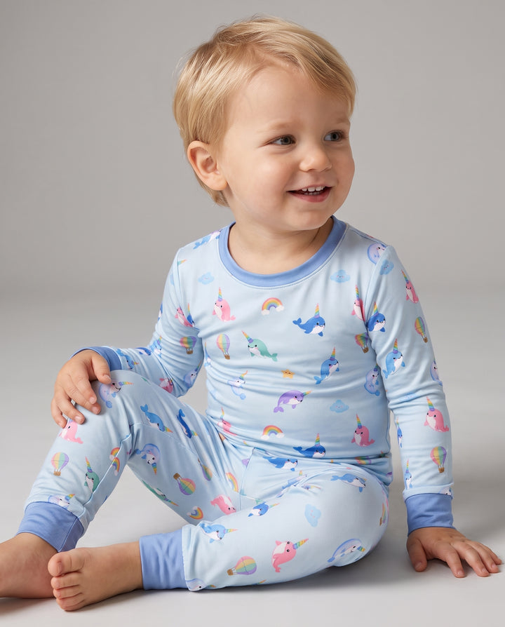 Soft Breeze Narwhal Dreams Bamboo Two Piece Long Sleeve Pajama Set