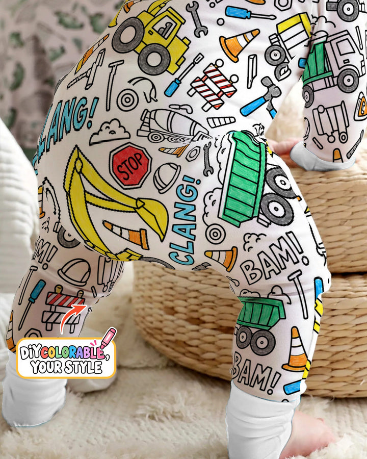 Construction Trucks Doodle Crew Colorable Bamboo Convertible Zippy