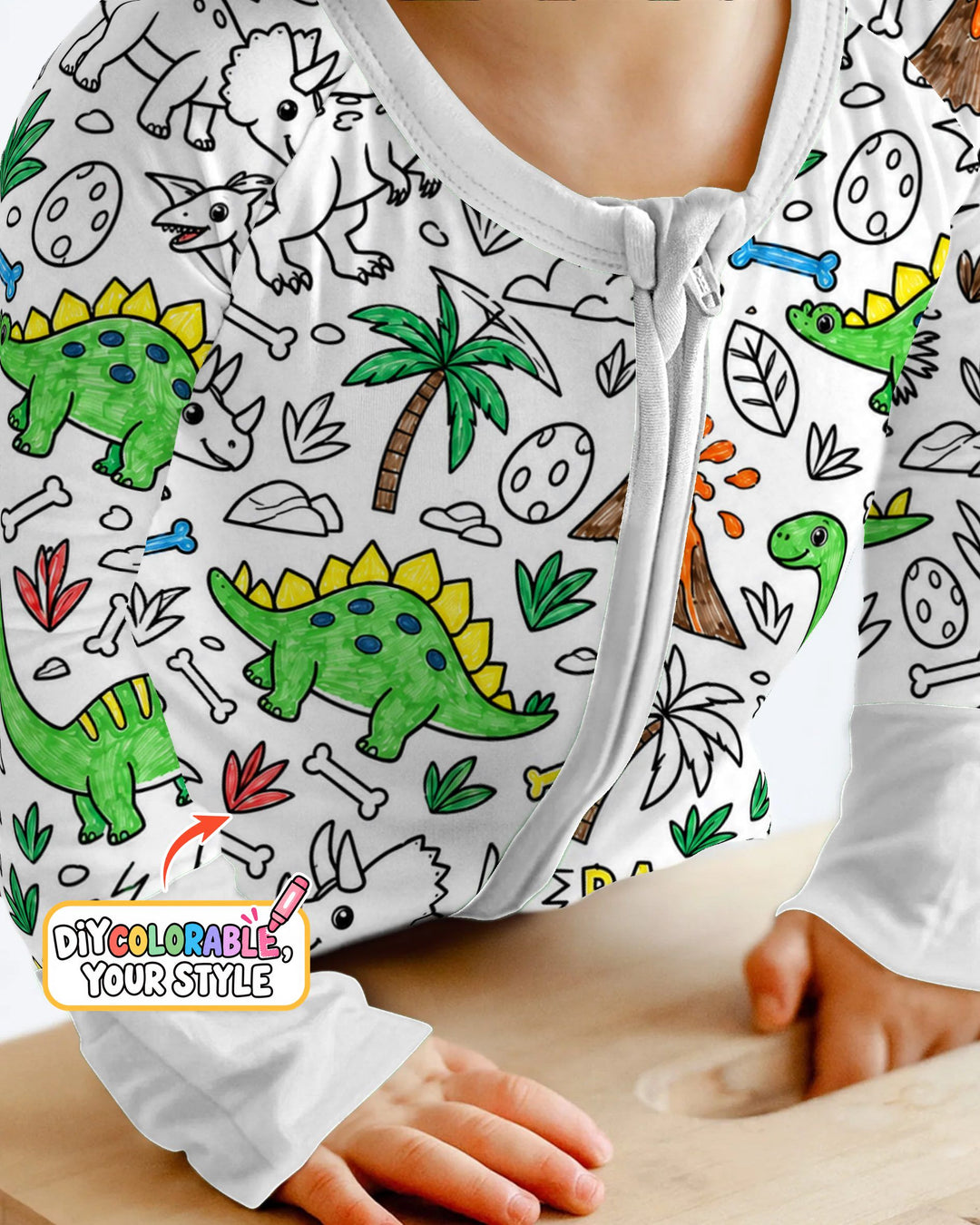 Dinosaur Prehistoric Adventure Colorable Bamboo Convertible Zippy