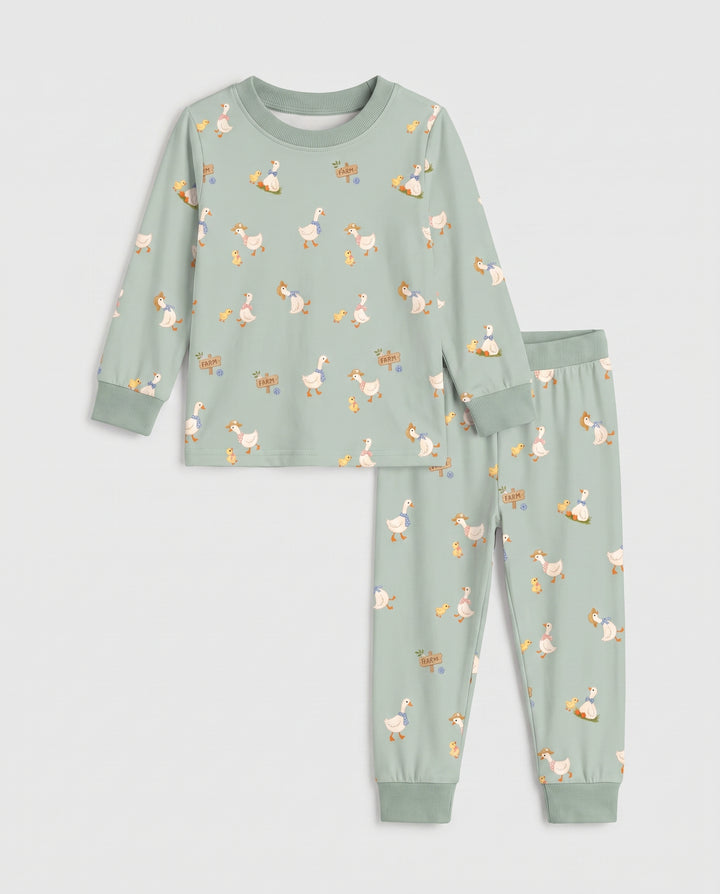 Goose Farm Days Bamboo Two Piece Long Sleeve Pajama Set