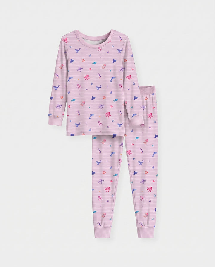 Pink Ocean Parade Bamboo Two Piece Long Sleeve Pajama Set