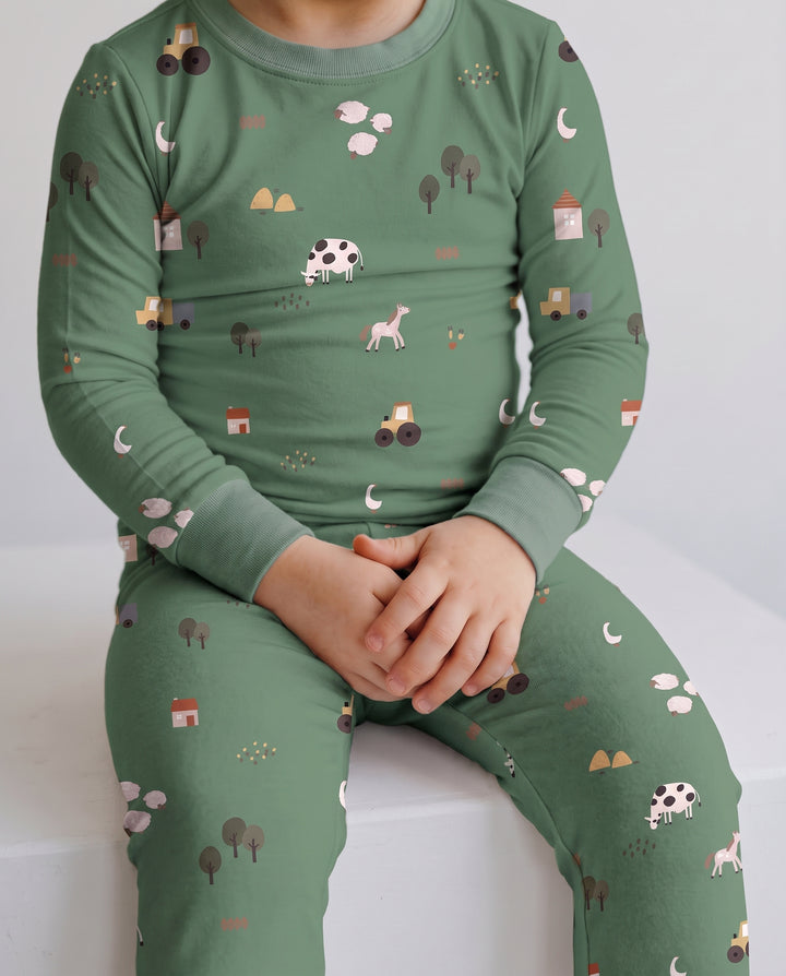 Mini Farm Life Bamboo Two Piece Long Sleeve Pajama Set