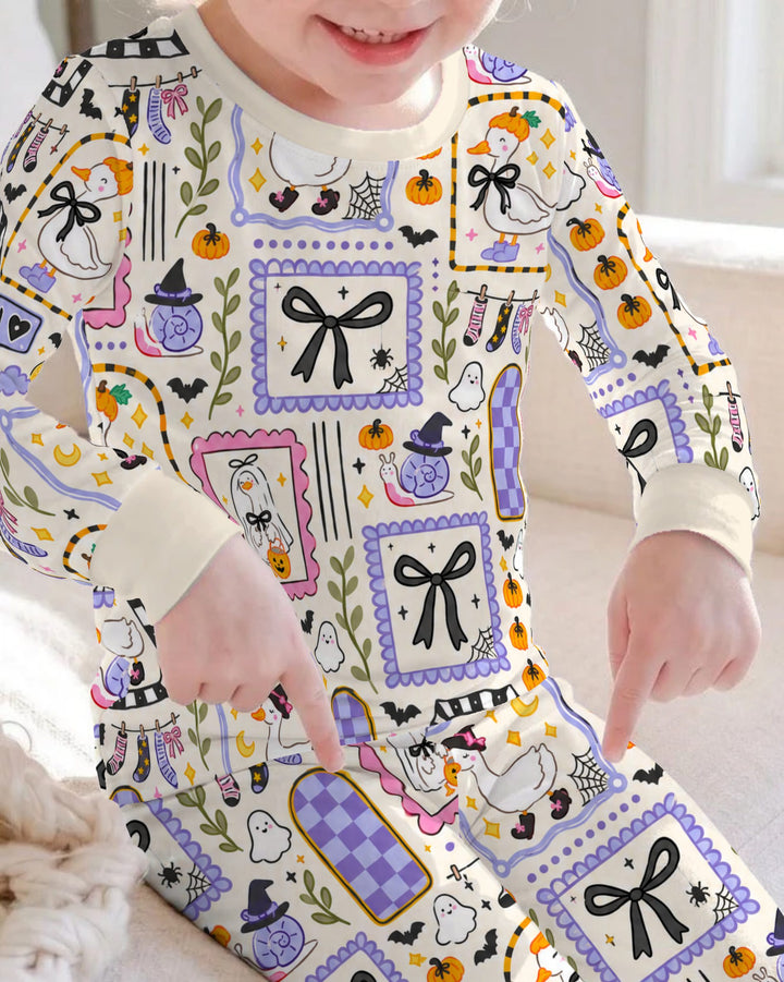 Witchy Goose Halloween Gallery Bamboo Two Piece Long Sleeve Pajama Set