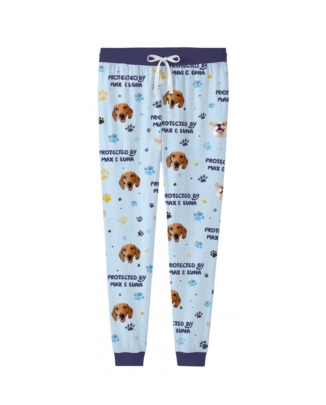 Custom Dog Photos "Protected By" Pawfect Blue Bamboo Women Pajama Set