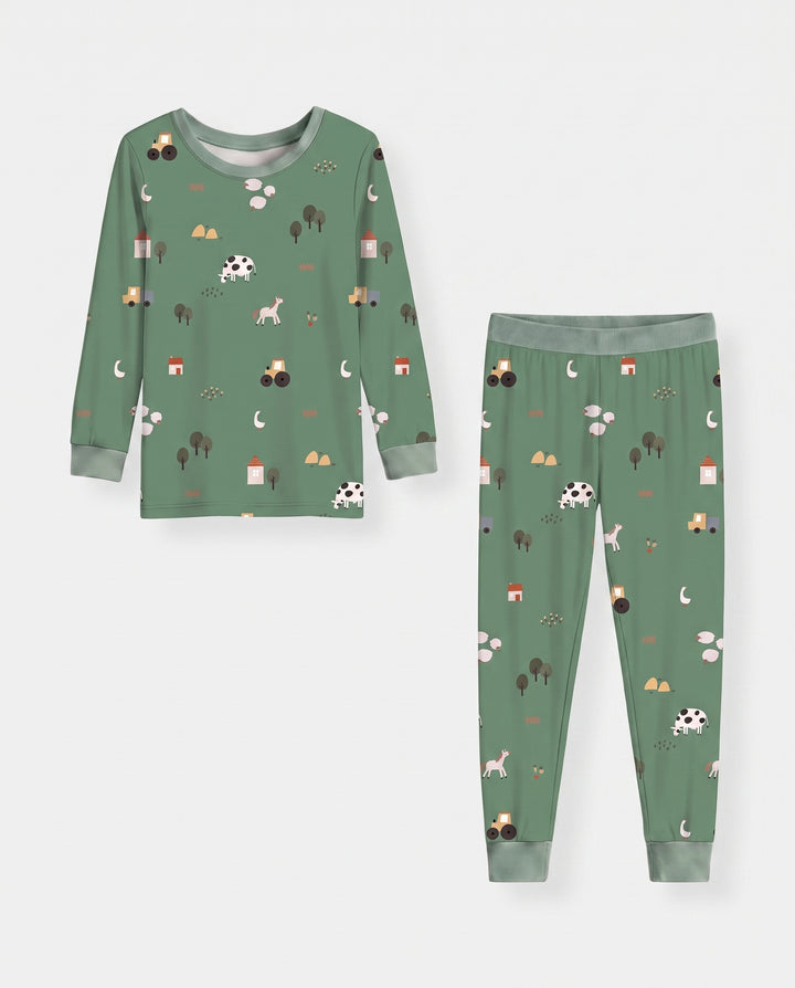 Mini Farm Life Bamboo Two Piece Long Sleeve Pajama Set