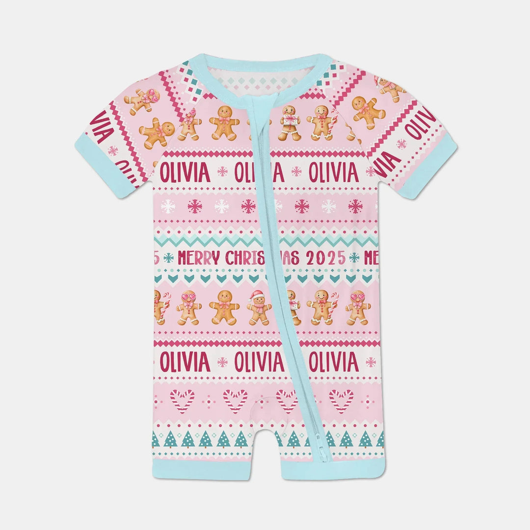Gingerbread the Pink Custom Name Shorty Zippy , Gingerbread the Pink Custom Name Shorty Zippy - 0-3M