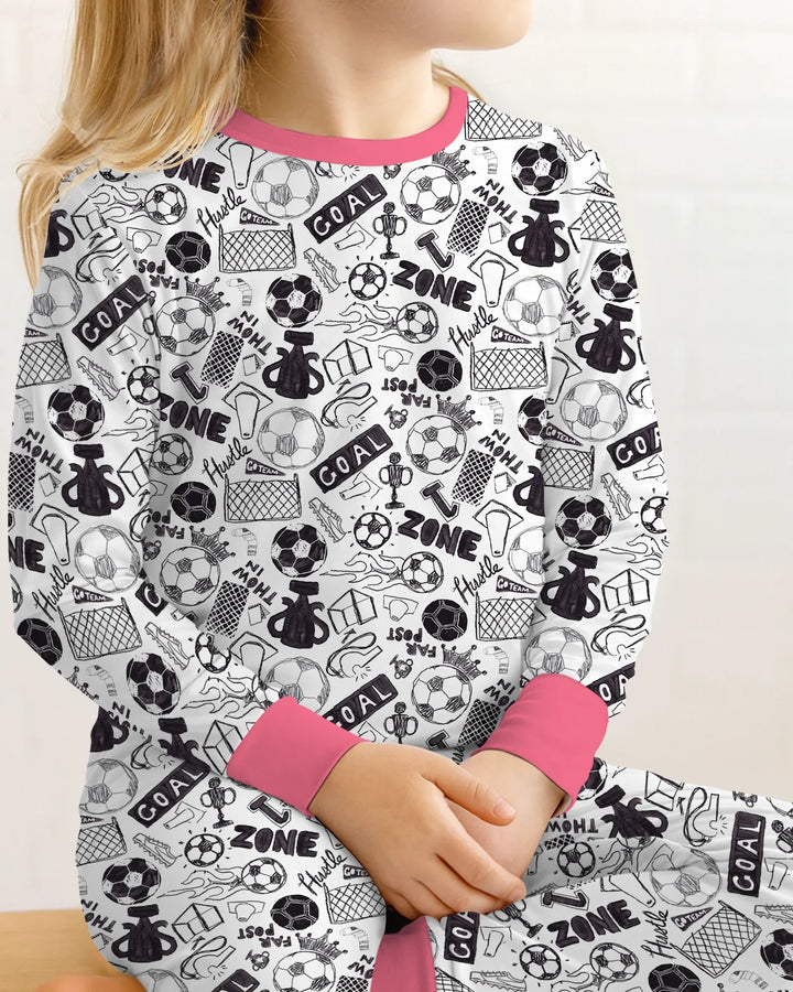 Soccer Doodle Bamboo Two Piece Long Sleeve Pajama Set