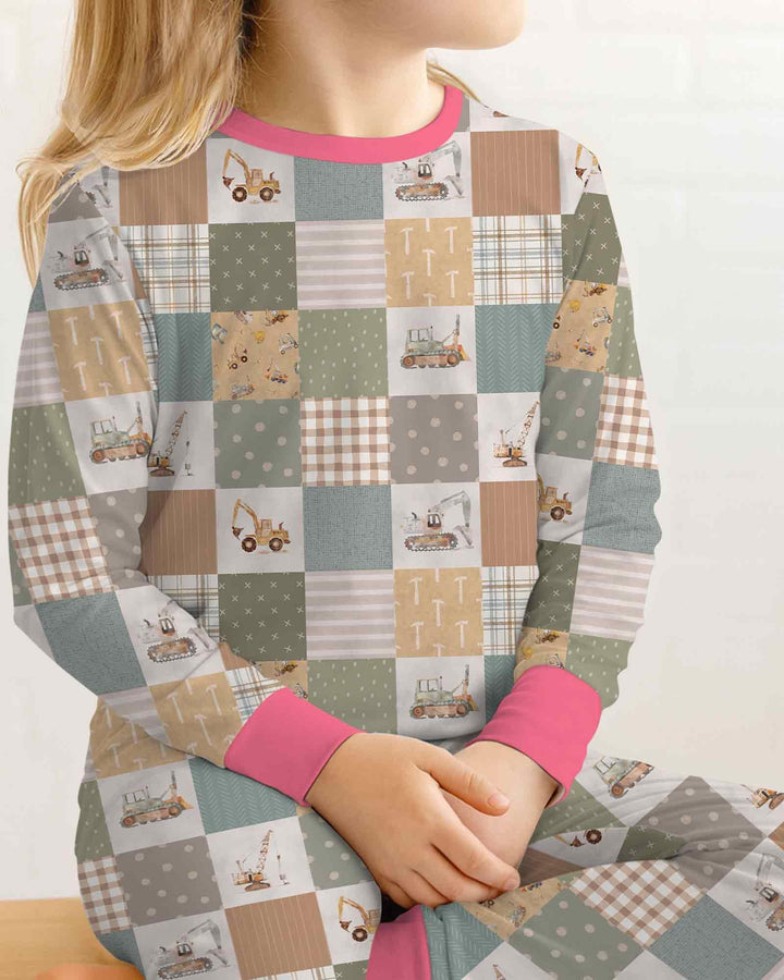 Construction Trucks Bamboo Two Piece Long Sleeve Pajama Set