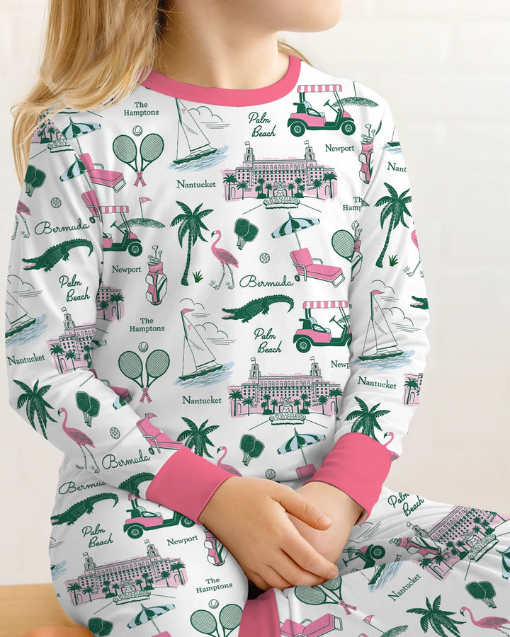 Preppy Palm Getaway Bamboo Two Piece Long Sleeve Pajama Set