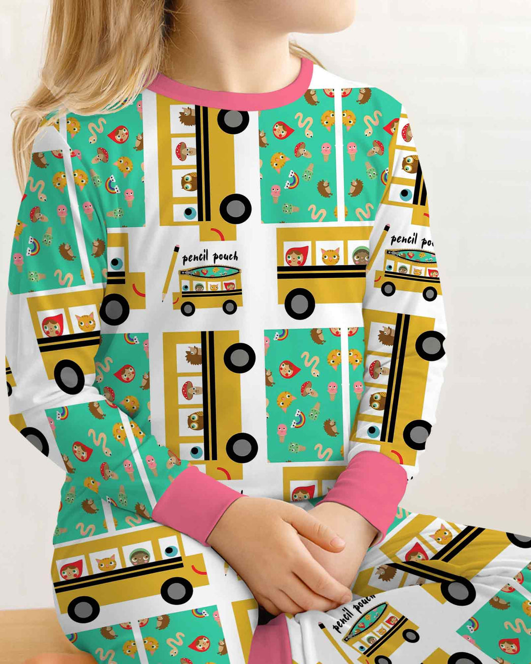 School Bus Adventures Bamboo Two Piece Long Sleeve Pajama Set