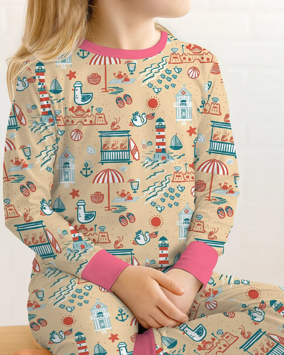 Seaside Storybook Days Bamboo Two Piece Long Sleeve Pajama Set