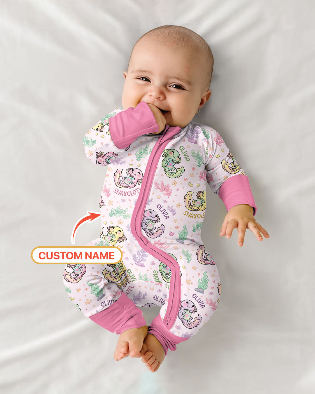 Snaxolotl Custom Name Bamboo Convertible Zippy