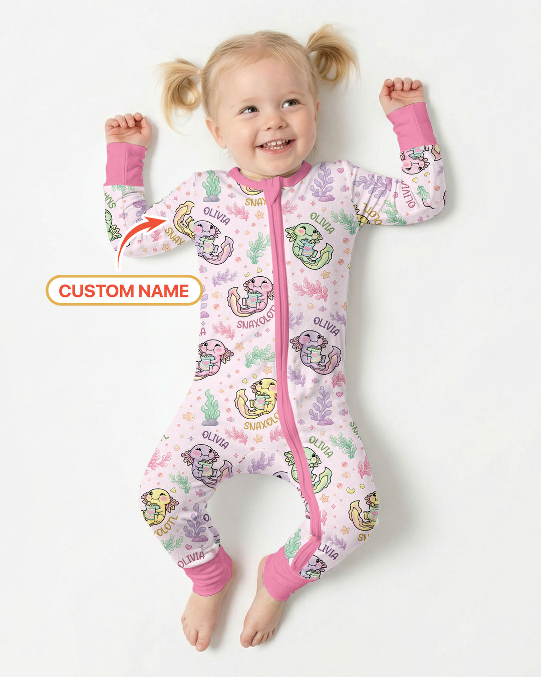 Snaxolotl Custom Name Bamboo Convertible Zippy