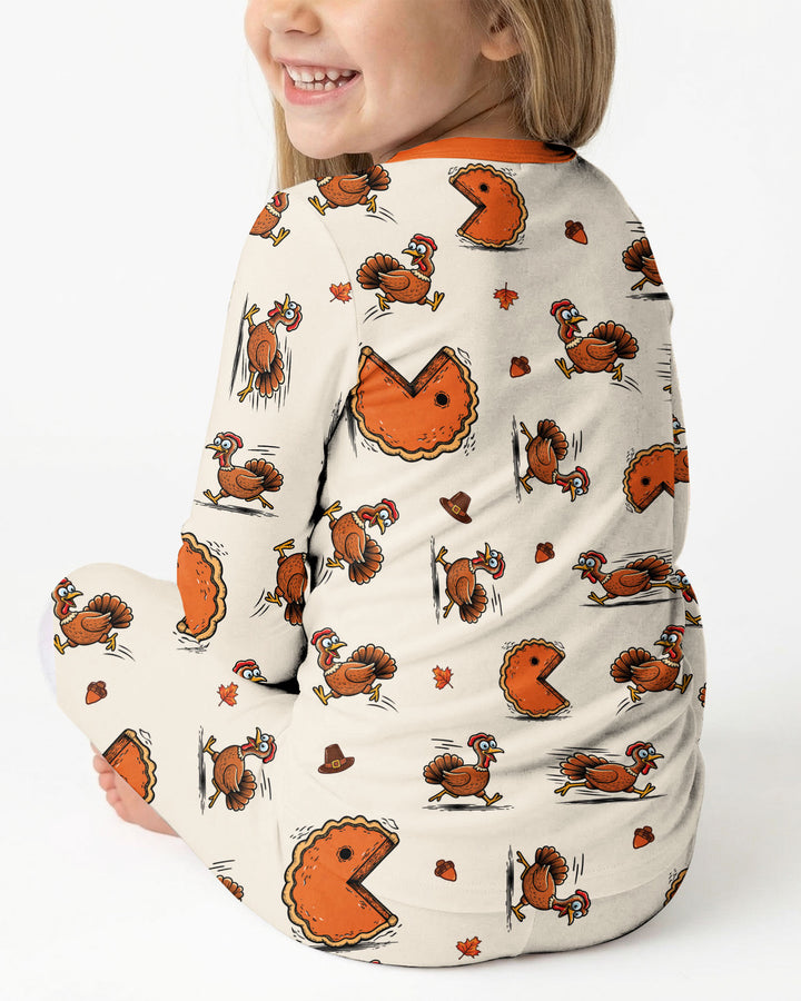 Thanksgiving Pumpkin Pie Chasing Bamboo Two Piece Long Sleeve Pajama Set