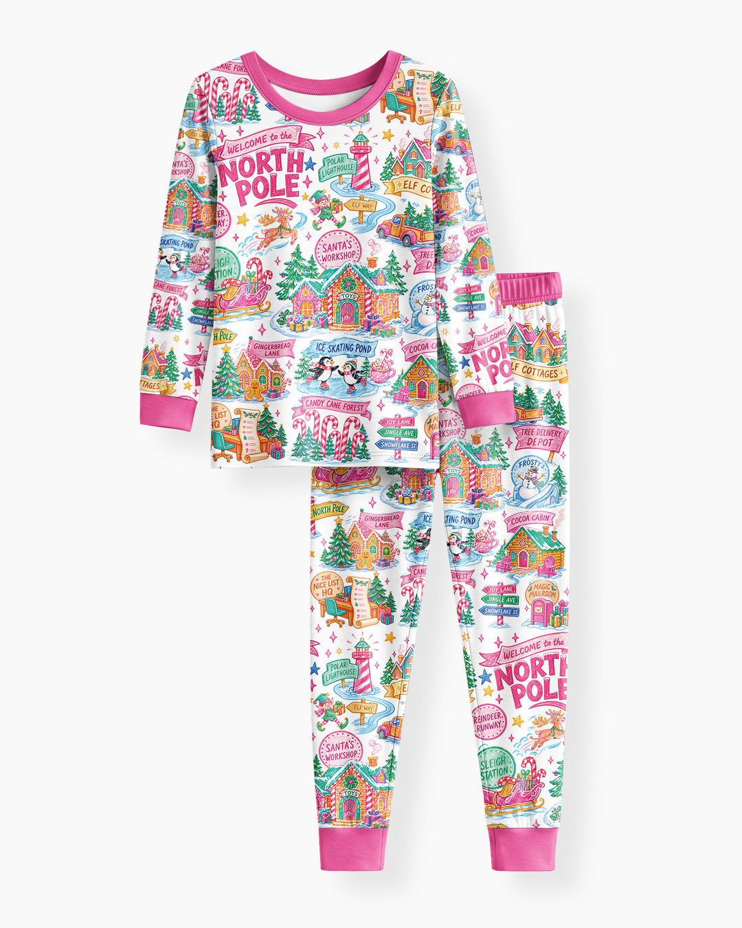 Retro North Pole Bamboo Two Piece Long Sleeve Pajama Set