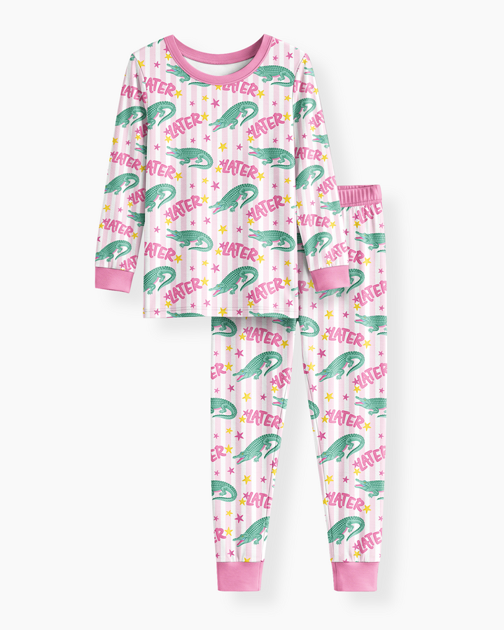 Later Gator After A While Crocodile Bamboo Two Piece Long Sleeve Pajama Set