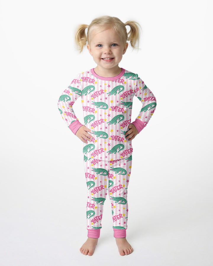 Later Gator After A While Crocodile Bamboo Two Piece Long Sleeve Pajama Set