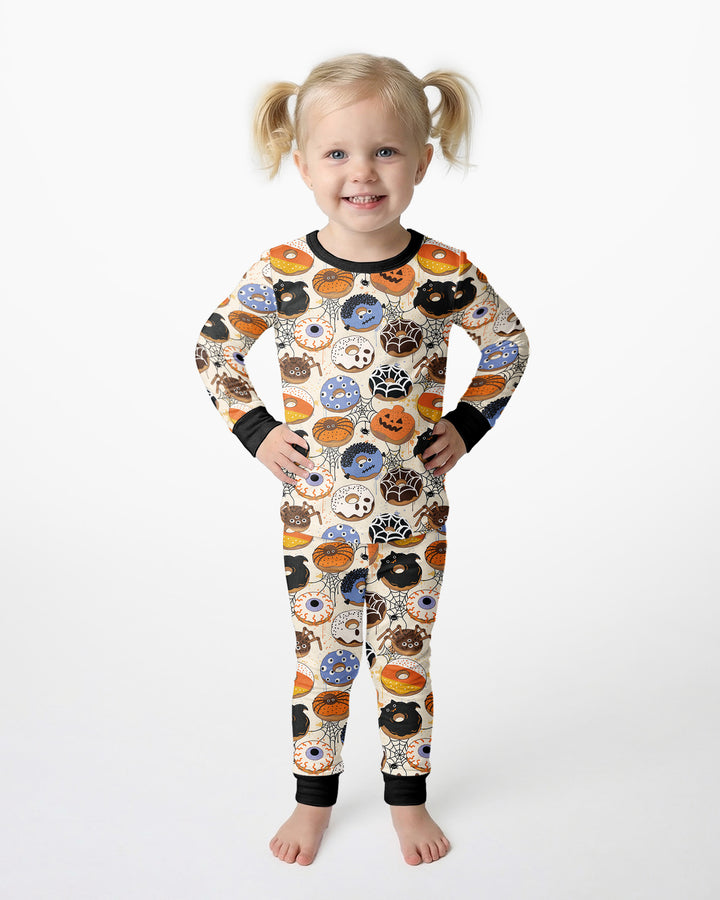 Cute Spooky Donuts Bamboo Two Piece Long Sleeve Pajama Set
