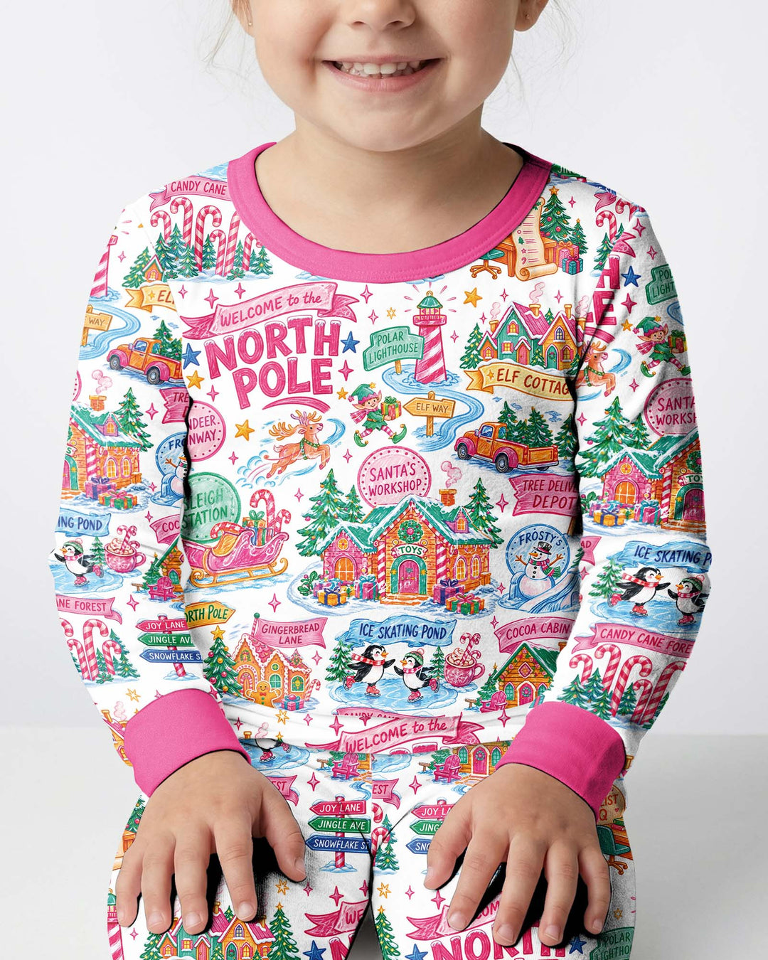 Retro North Pole Bamboo Two Piece Long Sleeve Pajama Set