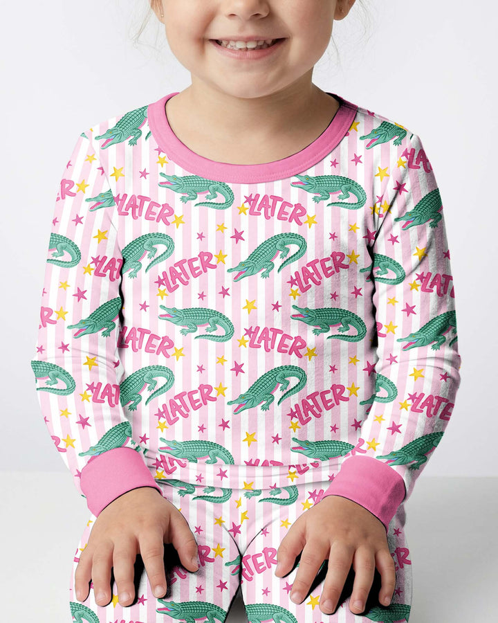 Later Gator After A While Crocodile Bamboo Two Piece Long Sleeve Pajama Set