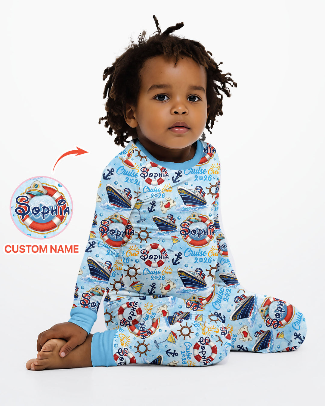 Custom Name Cruise Crew 2026 Bamboo Two Piece Long Sleeve Pajama Set