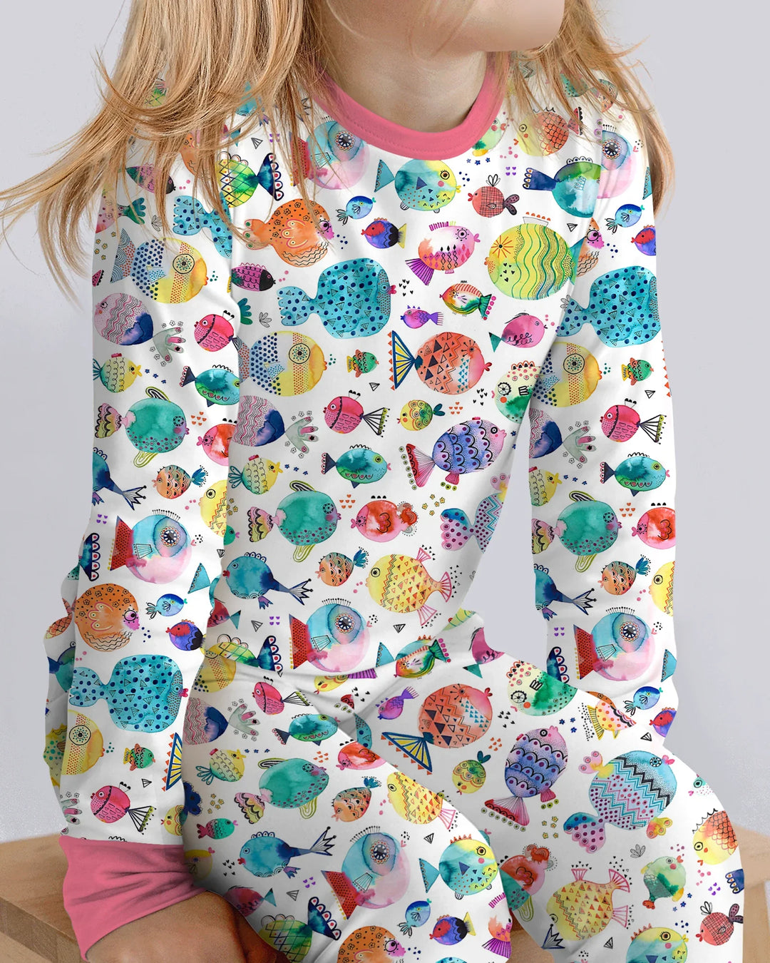 Rainbow Reef Fish Bamboo Two Piece Long Sleeve Pajama Set