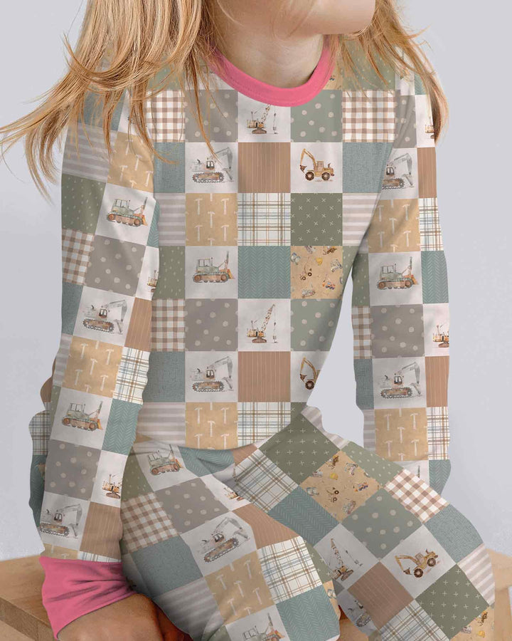 Construction Trucks Bamboo Two Piece Long Sleeve Pajama Set