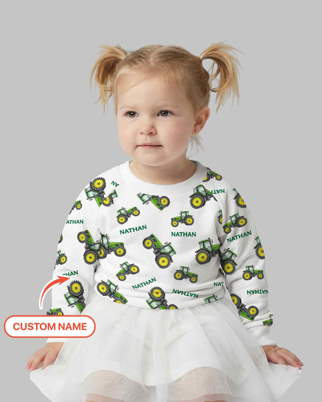 Custom Name Green Tractors Matching Daddy & Me Bamboo Crewneck Sweatshirt