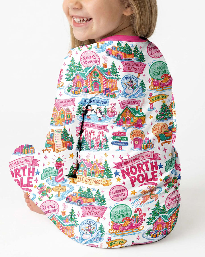 Retro North Pole Bamboo Two Piece Long Sleeve Pajama Set