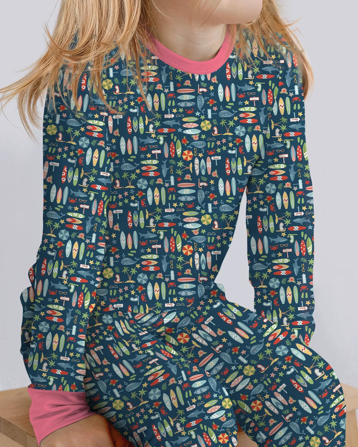 Endless Summer Surf Bamboo Two Piece Long Sleeve Pajama Set