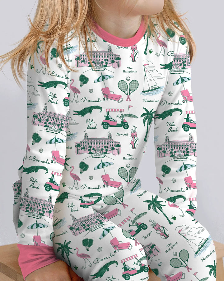 Preppy Palm Getaway Bamboo Two Piece Long Sleeve Pajama Set