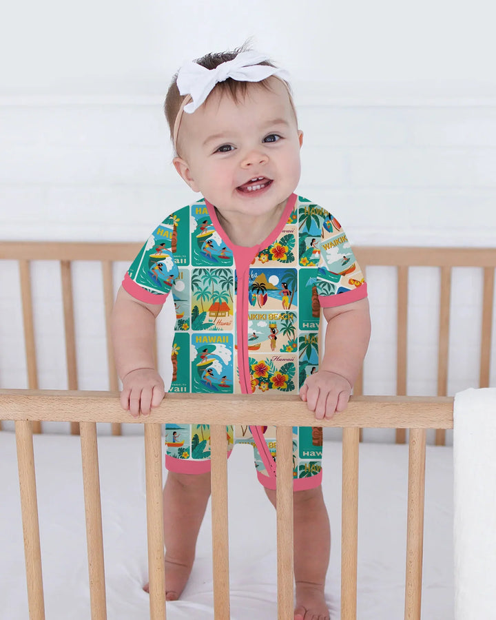 Aloha Postcard Paradise Bamboo Shorty Zippy