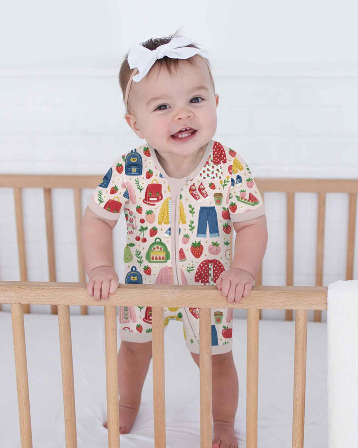 Strawberry School Style Bamboo Shorty Zippy