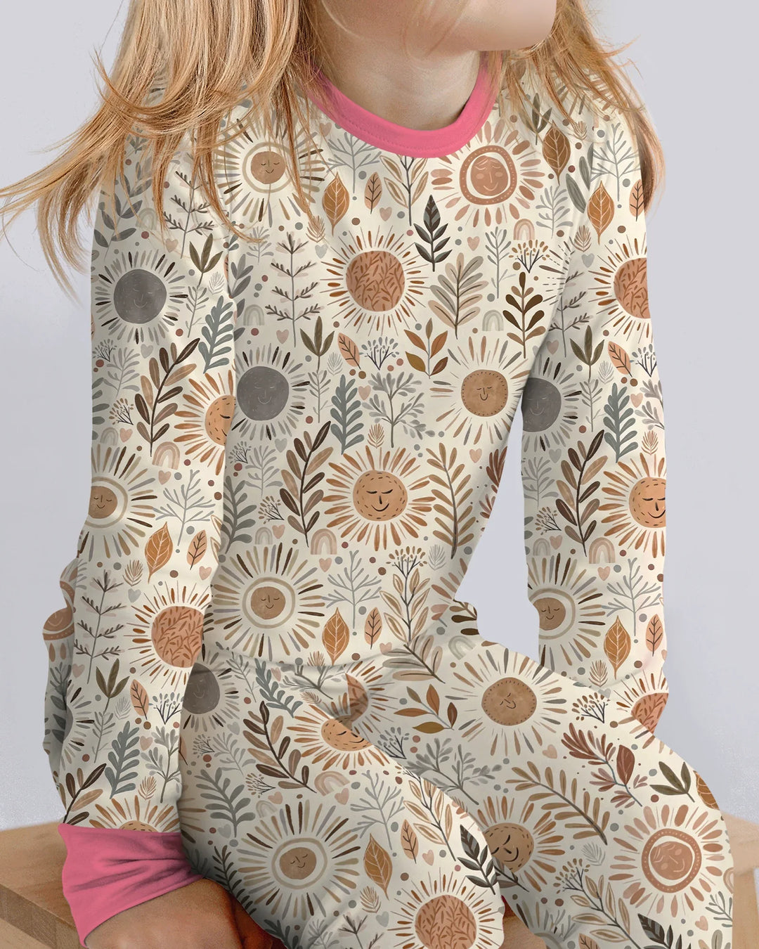 Boho Sunshine Garden Bamboo Two Piece Long Sleeve Pajama Set