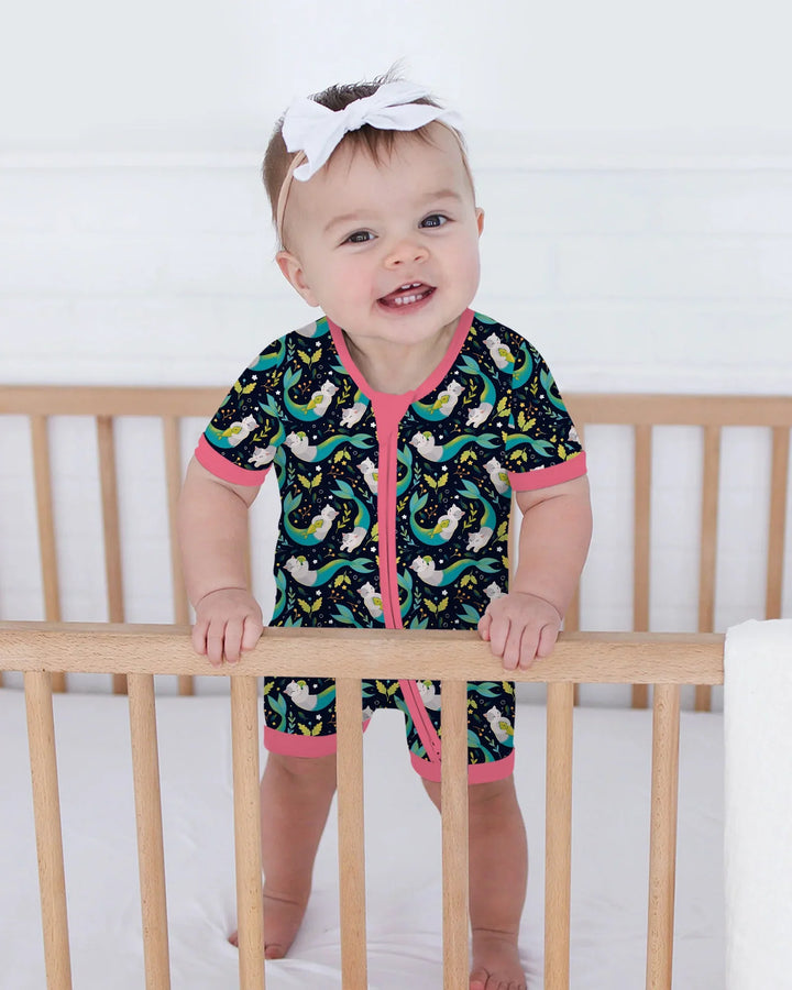 Midnight Mermaid Cats Bamboo Shorty Zippy