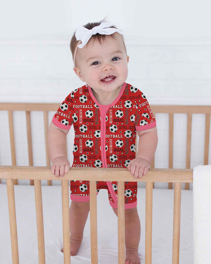 Red Soccer Ball Bamboo Shorty Zippy