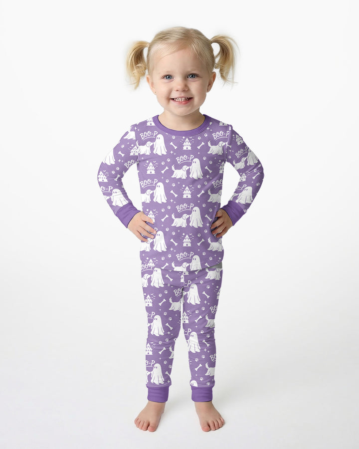 Boo-p Ghost Dog Bamboo Two Piece Long Sleeve Pajama Set