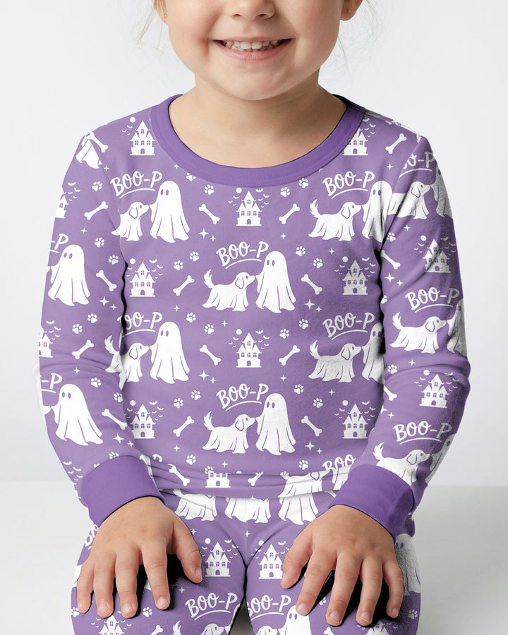 Boo-p Ghost Dog Bamboo Two Piece Long Sleeve Pajama Set