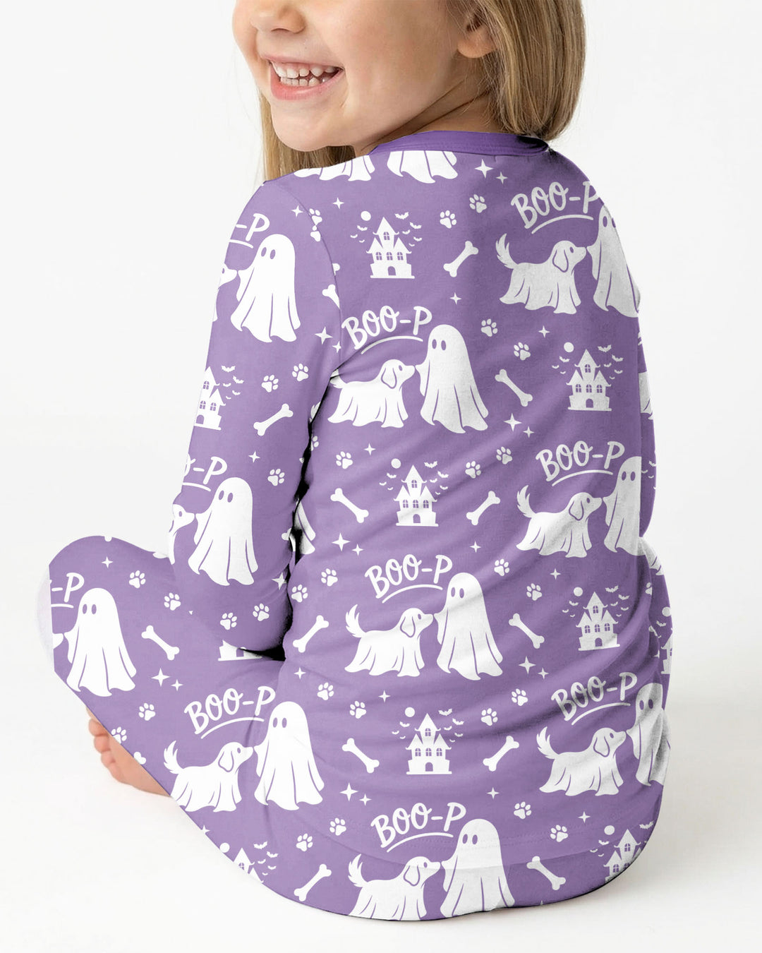 Boo-p Ghost Dog Bamboo Two Piece Long Sleeve Pajama Set