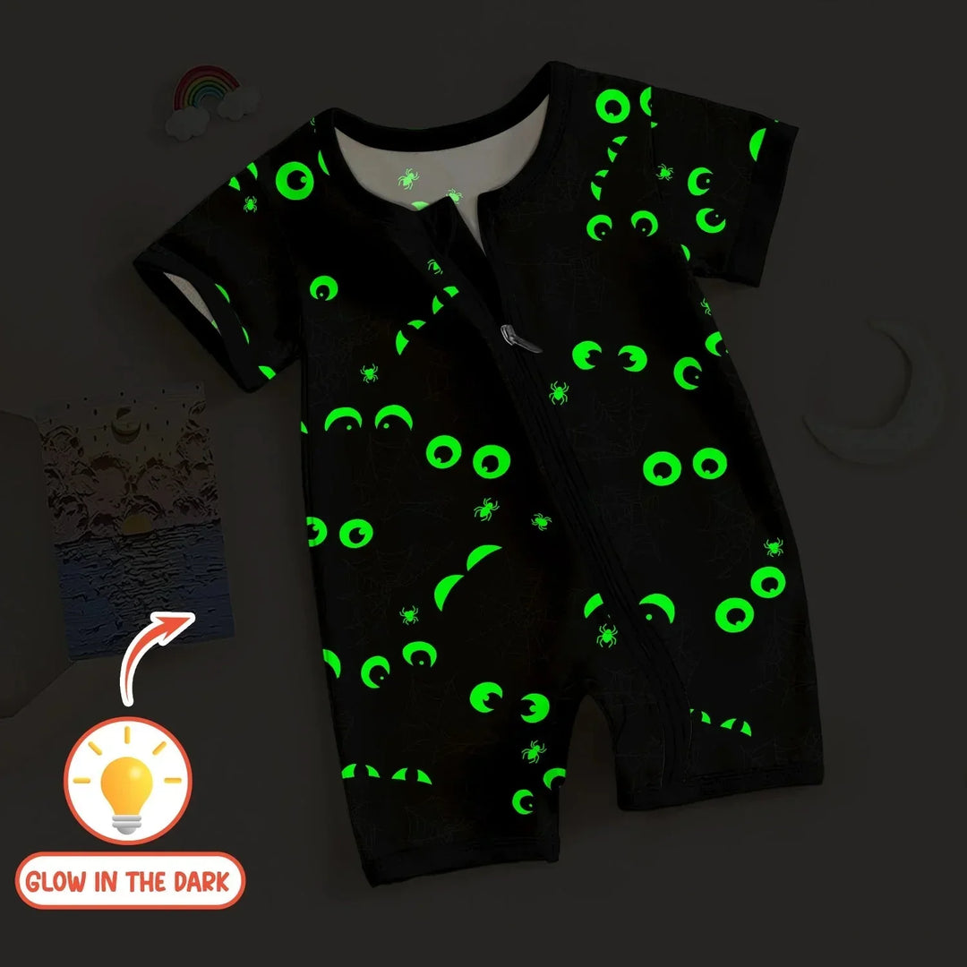 Glow In The Dark Creepy Spiderweb Shorty Zippy , Glow In The Dark Creepy Spiderweb Shorty Zippy - 0-3M