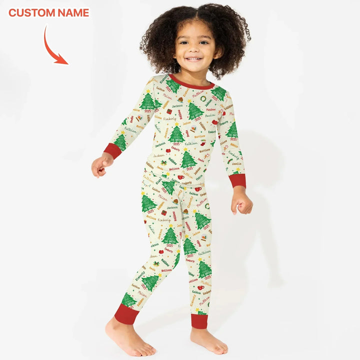 God Bless Our Family Custom Name Two Piece Long Sleeve Pajama Set , God Bless Our Family Custom Name Two Piece Long Sleeve Pajama Set - 12-18M