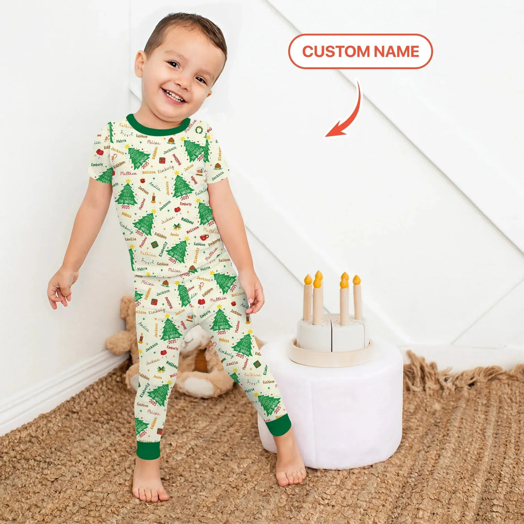God Bless Our Family Custom Name Two Piece Short Sleeve Pajama Set , God Bless Our Family Custom Name Two Piece Short Sleeve Pajama Set - 12-18M