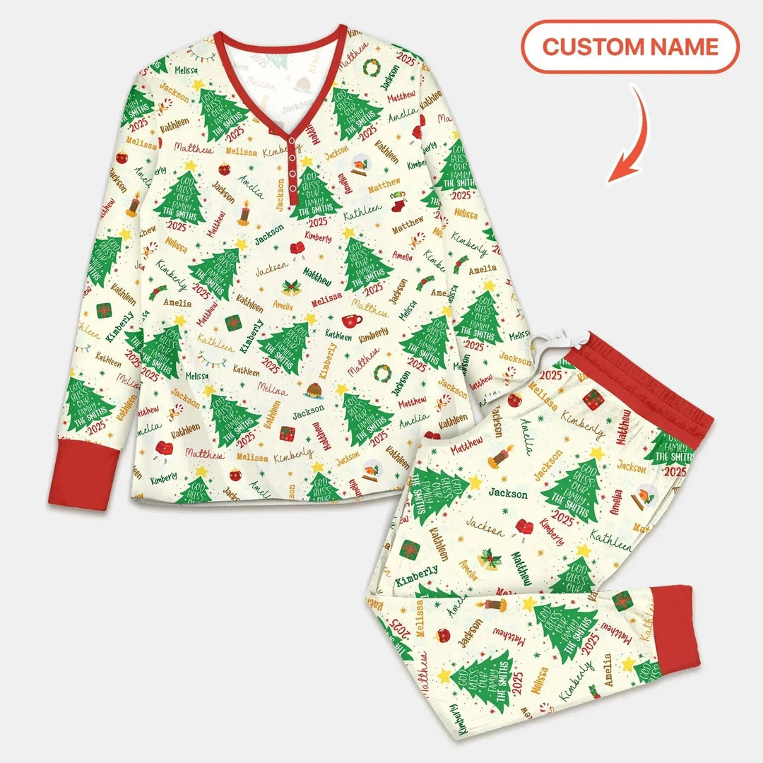 God Bless Our Family Custom Name Women Pajama Set , God Bless Our Family Custom Name Women Pajama Set - Only Shirt / S