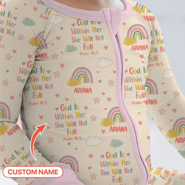 God Is Within Her She Will Not Fall Custom Name Convertible Zippy , God Is Within Her She Will Not Fall Custom Name Convertible Zippy - 0-3M