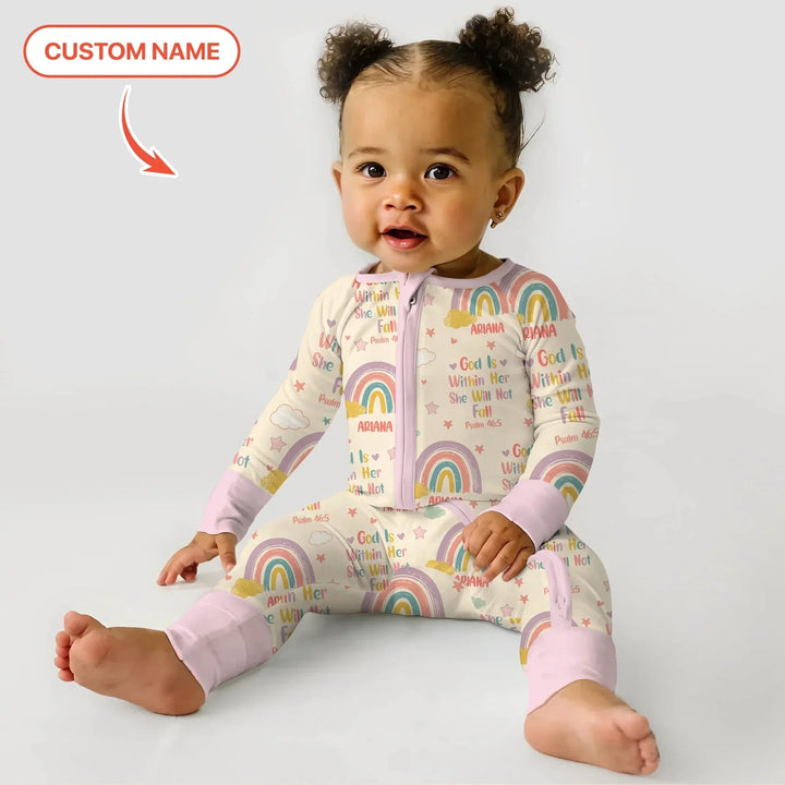 God Is Within Her She Will Not Fall Custom Name Convertible Zippy , God Is Within Her She Will Not Fall Custom Name Convertible Zippy - 0-3M