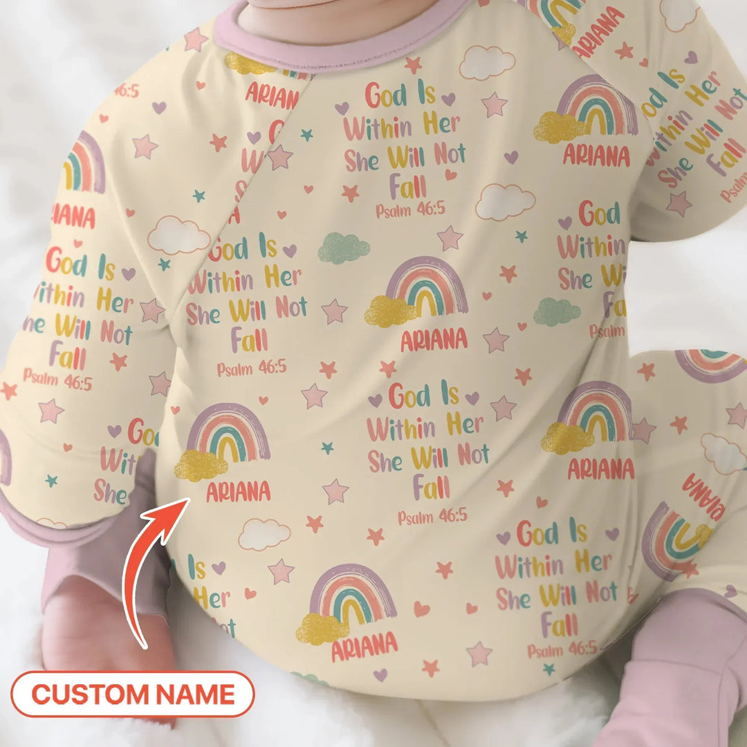 God Is Within Her She Will Not Fall Custom Name Convertible Zippy , God Is Within Her She Will Not Fall Custom Name Convertible Zippy - 0-3M