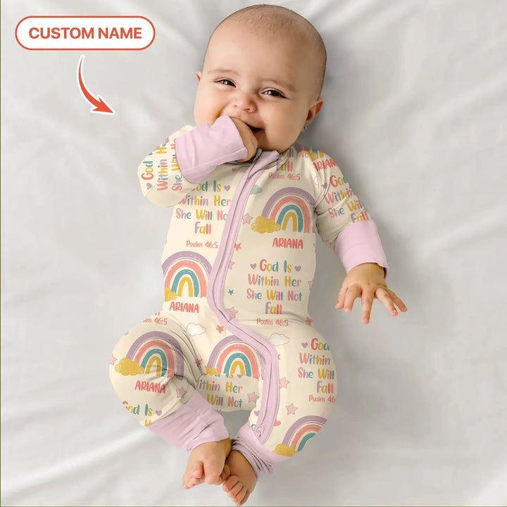 God Is Within Her She Will Not Fall Custom Name Convertible Zippy , God Is Within Her She Will Not Fall Custom Name Convertible Zippy - 0-3M