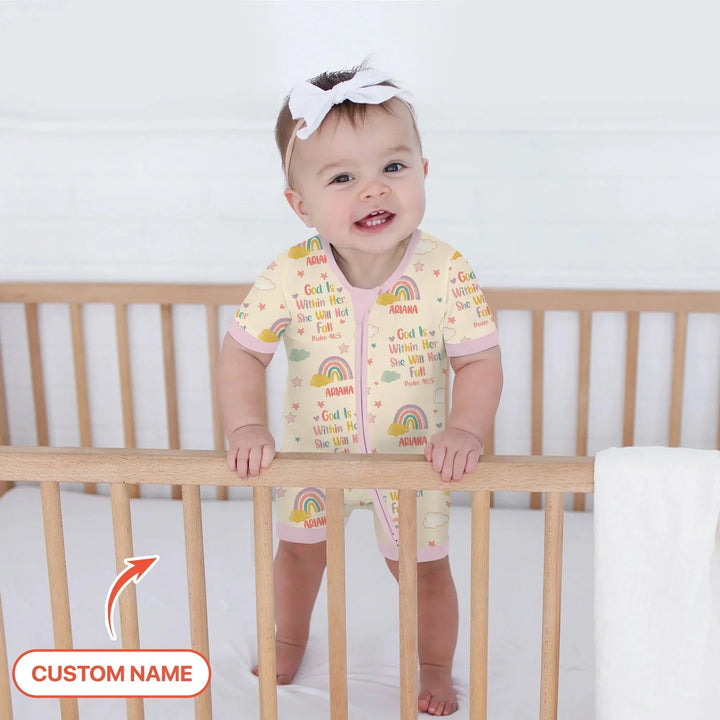 God Is Within Her She Will Not Fall Custom Name Shorty Zippy , God Is Within Her She Will Not Fall Custom Name Shorty Zippy - 0-3M
